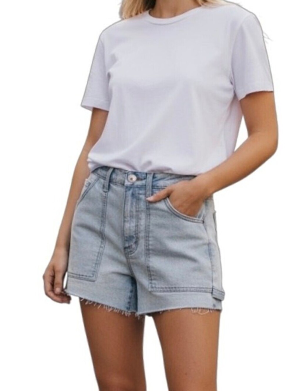Wild Fable Women's Jean Highest Rise Shorts 4 Cut Off Light Wash Stretch Denim